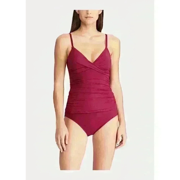 NEW! Lauren Ralph Lauren Women's 8 Slimming Ruched Tankini Top & Bottom NWT $145 - Picture 1 of 7